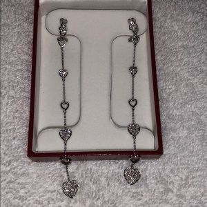 14k white gold long dangle earrings